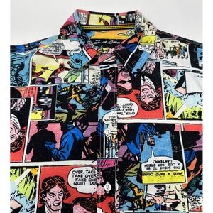 Just Attitude Men's Comic‎ Strip Print Button Down Short Sleeve M Shirt Novelty